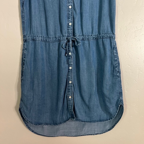 Lovestitch Denim Blue Shirt Dress Short Sleeves Button Front Tie Waist Medium - Picture 6 of 7